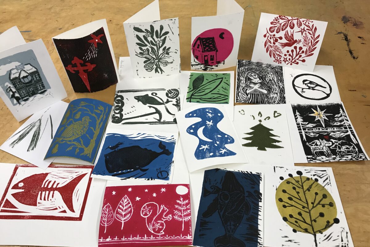 Intro to Linocut Printmaking - Holiday Mini Stamps & Cards